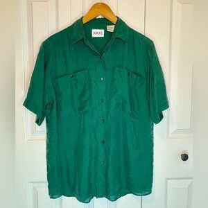 Joule Energy Emerald Green Short Sleeve Silk Shirt